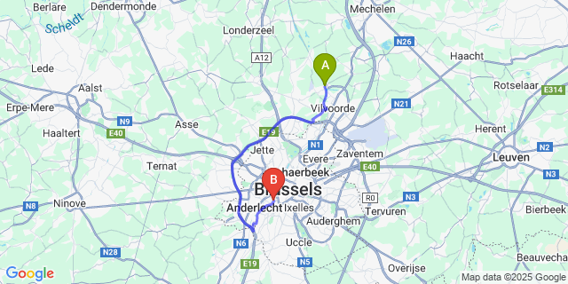 Map: Brussels Midi Train Station to Verbrande Brug