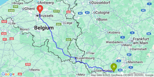 Map: Brussels Zaventem Airport (BRU) to Wasmuuel