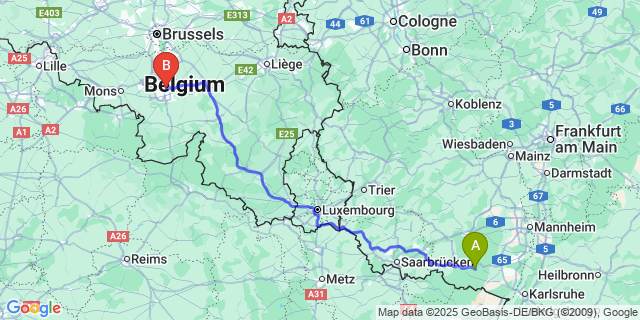 Map: Charleroi Airport Brussels South (CRL) to Wasmuuel