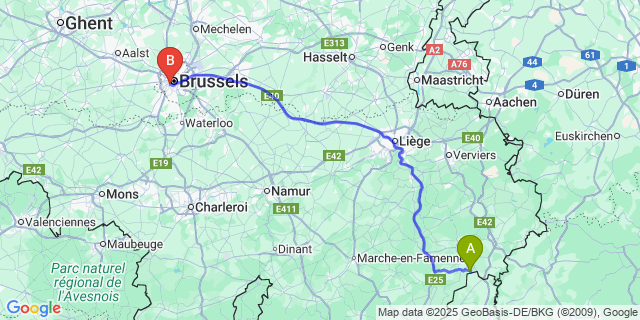 Map: Brussels Midi Train Station to Wathermal