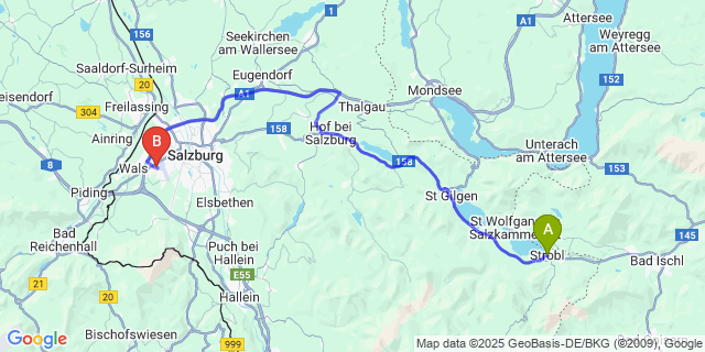 Map: Salzburg Airport (SZG) to Strobl