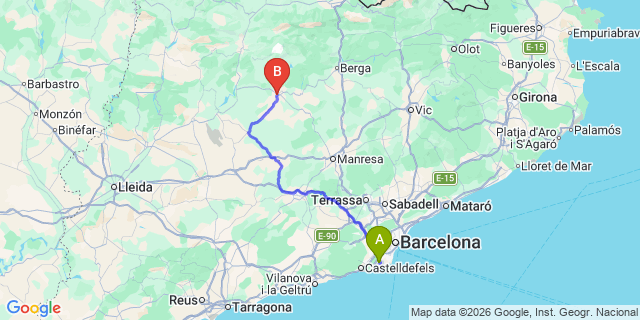 Map: Barcelona Airport (BCN) to Solsona