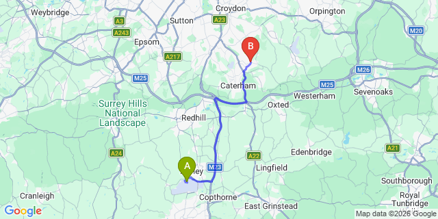 Map: London Gatwick Airport (LGW) to CR6 Warlingham