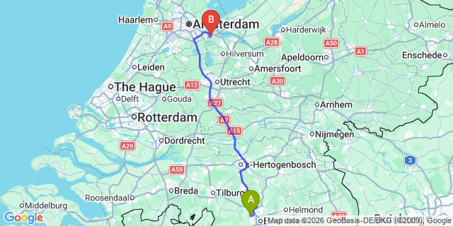 Map: Eindhoven Airport (EIN) to Volendam