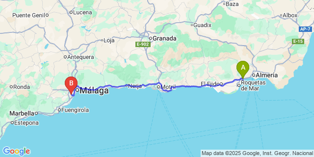 Map: Malaga Airport (AGP), Marbella to Aguadulce (Almeria)