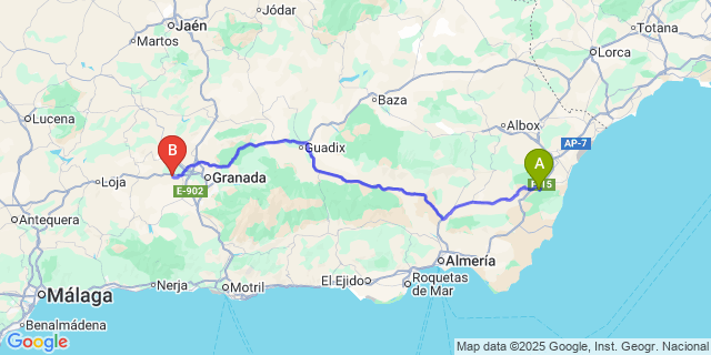 Map: Granada Airport (GRX) to Alfaix