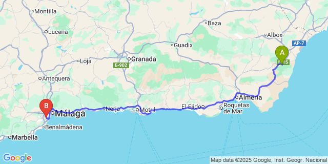 Map: Malaga Airport (AGP), Marbella to Alfaix