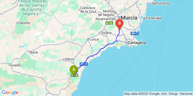 Map: Murcia Airport (RMU) to Alfaix