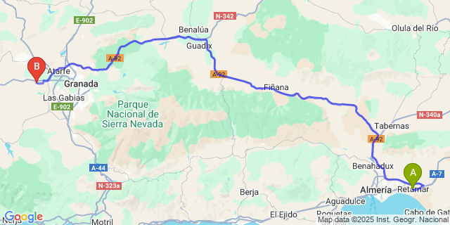 Map: Granada Airport (GRX) to El Toyo