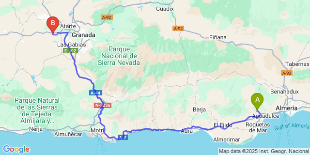 Map: Granada Airport (GRX) to La Envia Golf Resort