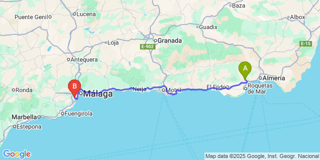 Map: Malaga Airport (AGP), Marbella to La Envia Golf Resort