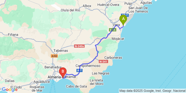 Map: Almeria Airport (LEI) to Palomares