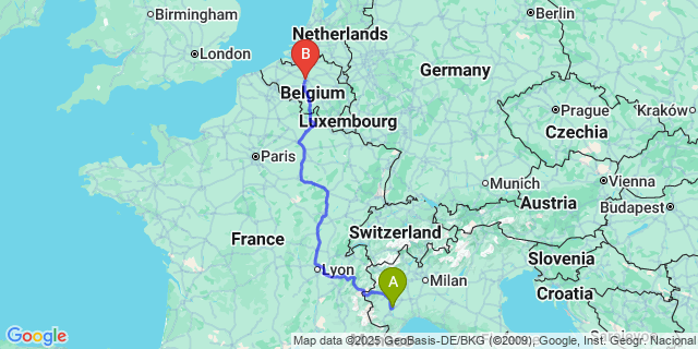 Map: Brussels Midi Train Station to Bra