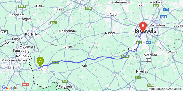 Map: Brussels Midi Train Station to Froyennes