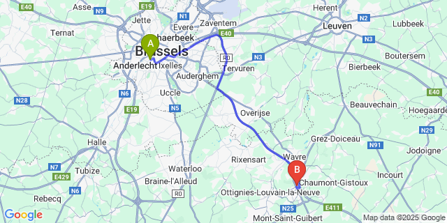 Map: Brussels Midi Train Station to Anser