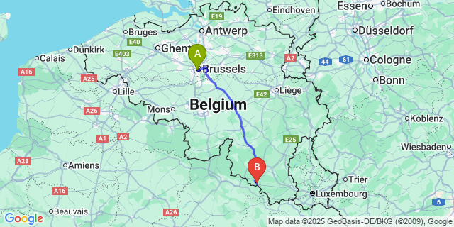 Map: Brussels Midi Train Station to Chassepierre