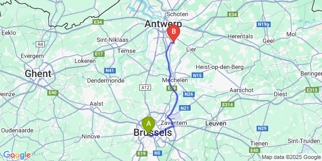 Map: Brussels Midi Train Station to Hove