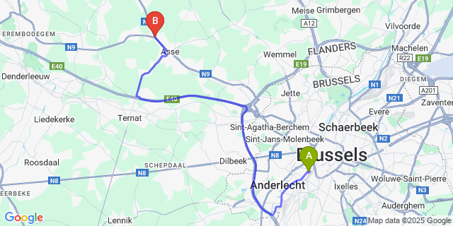 Map: Brussels Midi Train Station to Krokegem