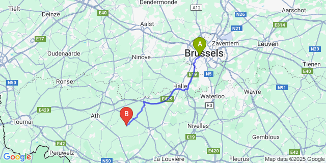 Map: Brussels Midi Train Station to Lombise