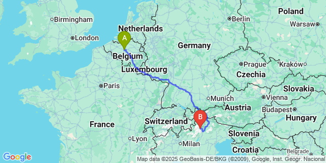 Map: Brussels Midi Train Station to Male