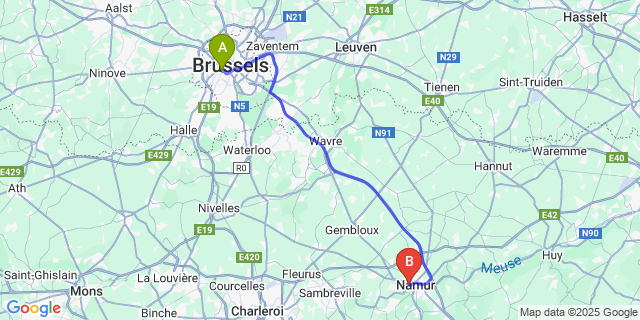 Map: Brussels Midi Train Station to Salzinnes