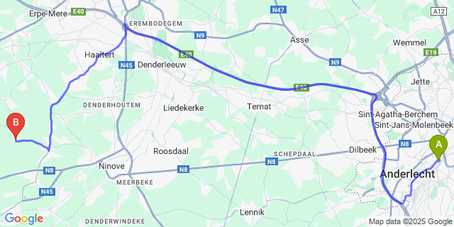 Map: Brussels Midi Train Station to Sint-Antelinks