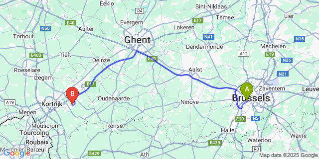 Map: Brussels Midi Train Station to Sint-Lodewijk