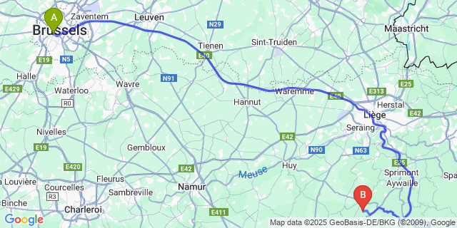 Map: Brussels Midi Train Station to Sy