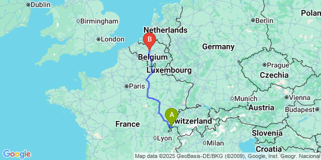 Map: Brussels Midi Train Station to Gilly