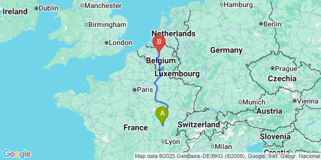 Map: Brussels Zaventem Airport (BRU) to Givry