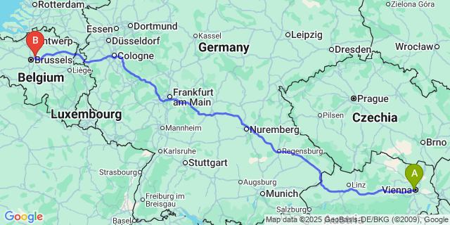 Map: Brussels Zaventem Airport (BRU) to Harnoncourt