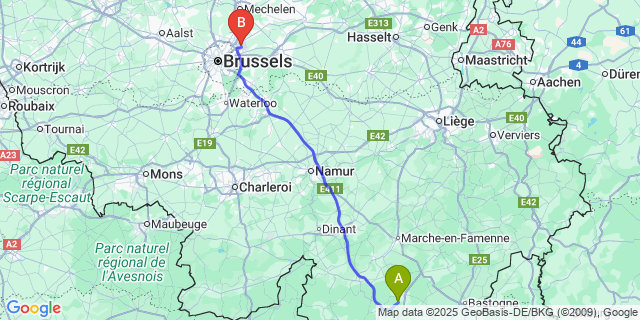 Map: Brussels Zaventem Airport (BRU) to Hatrival