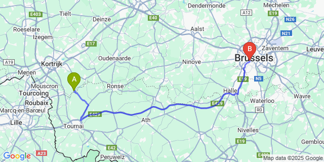 Map: Brussels Midi Train Station to Helkijn