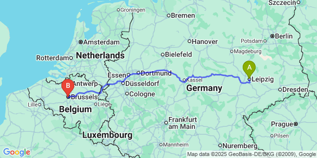 Map: Brussels Midi Train Station to Hour