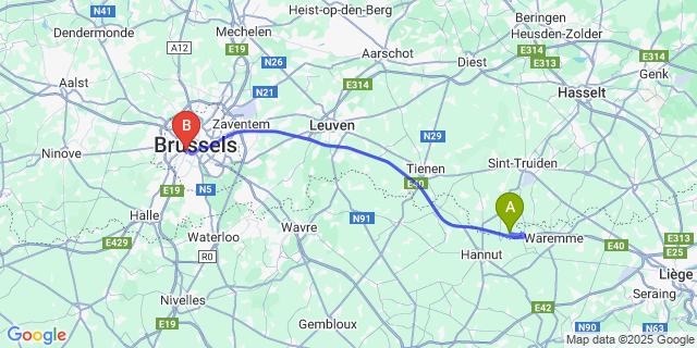 Map: Brussels Midi Train Station to Kortijs