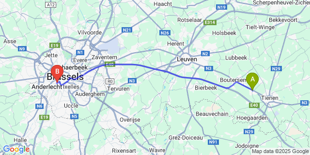 Map: Brussels Midi Train Station to Kumtich