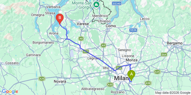 Map: Milan Linate Airport (LIN) to Ispra