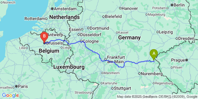 Map: Brussels Midi Train Station to Leut