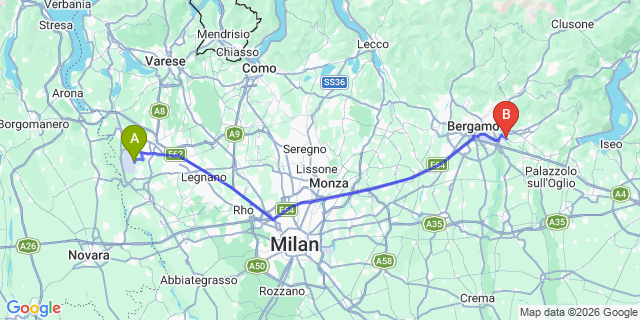 Map: Milan Malpensa Airport (MXP) to Brusaporto