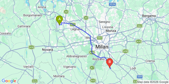 Map: Milan Malpensa Airport (MXP) to Landriano
