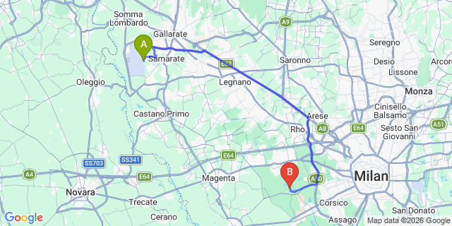 Map: Milan Malpensa Airport (MXP) to Lanzo d’Intelvi