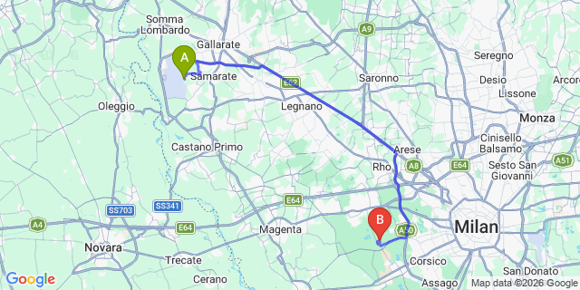 Map: Milan Malpensa Airport (MXP) to Lomazzo
