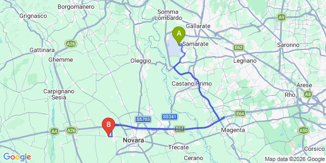 Map: Milan Malpensa Airport (MXP) to Pallanza