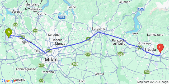 Map: Milan Malpensa Airport (MXP) to Rezzato