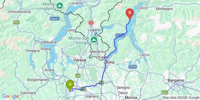 Map: Milan Malpensa Airport (MXP) to San Siro (Como)