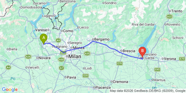 Map: Milan Malpensa Airport (MXP) to Sirmione