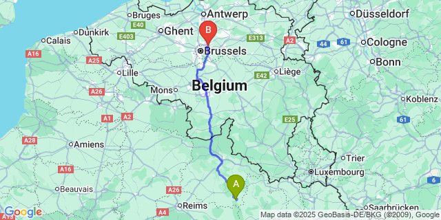Map: Brussels Zaventem Airport (BRU) to Marcq