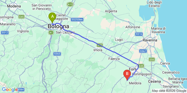 Map: Bologna Airport (BLQ) to Fiumana