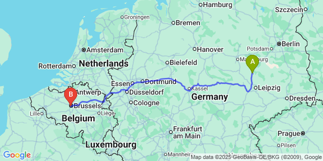 Map: Brussels Midi Train Station to Marke