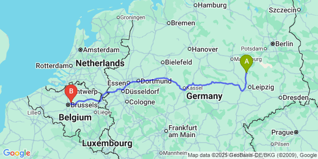 Map: Brussels Zaventem Airport (BRU) to Marke